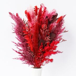 Natural Dried Pampas Grass Bouquet, Lavender Purple 17 Inch Blush Lavender Purple Pampas Grass Decor Dried Flower Arrang