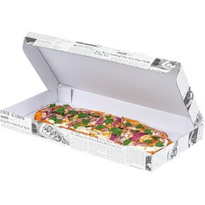 Restaurantware Eco Pie مقاس 16 × 8 × 1 بوصة صناديق الوجبات الجاهزة للخبز المسطح 50 صندوق بيتزا مموج يمكن التخلص منه - ورق صحف قوي وصناديق بيتزا من الورق الأبيض للخبز المسطح مثالية للمطاعم