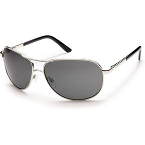 Suncloud Aviator Polarized Metal Sunglasses,Silver/Grey,Large