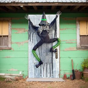 ULTHOOL Large Crashing Witch Halloween Outdoor Decorations, 69" Flying Crashed Witches into Tree, Climbing Witch on The Door Window for Halloween Party Yard, Patio, Porch Outdoor Decoration