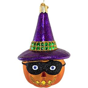 Old World Christmas Masked Witch Jack O'Lantern Glass Blown Ornament for Christmas Tree