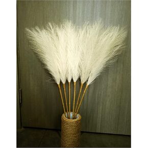 Sonjade Faux Pampas Grass Tall for Wedding and Home Decor, 6pcs L:80cm, Feathers for Floor Vases Perfect Fall Flowers - Disassembles for Easy Storage (Light Brown)