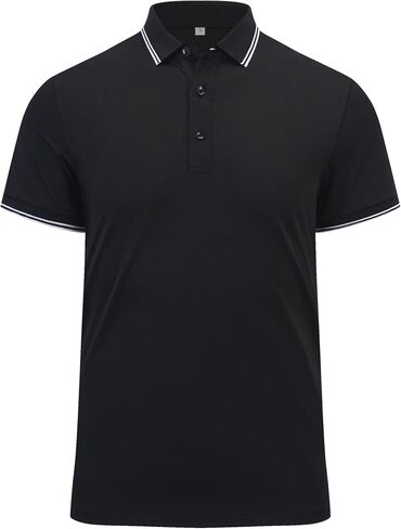 Men's Casual Polo Shirts Short Sleeve Knit Slim Fit Solid Color Shirt Top in Saudi Arabia