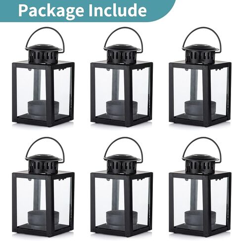 فوانيس Nuptio لشموع فوانيس الحديقة، فوانيس صغيرة معلقة على الطراز العتيق لشموع الشموع الصغيرة، حاملات مصابيح الشاي السوداء للمناسبات الداخلية والخارجية وحفلات أعياد الميلاد (5 قطع + قطعة واحدة) in Kuwait