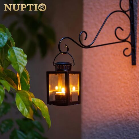 فوانيس Nuptio لشموع فوانيس الحديقة، فوانيس صغيرة معلقة على الطراز العتيق لشموع الشموع الصغيرة، حاملات مصابيح الشاي السوداء للمناسبات الداخلية والخارجية وحفلات أعياد الميلاد (5 قطع + قطعة واحدة) in Kuwait