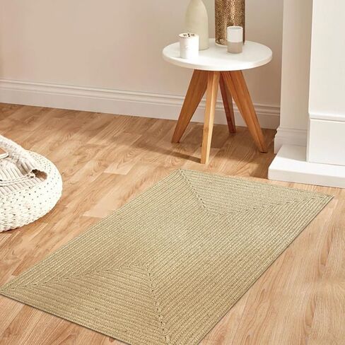 Hand Woven Braided Rustic Jute Rug, 2x3 Feet, Entry Area Rugs for Kitchen, Living Room Farmhouse Indoor Outdoor Entryway Rug, 24x36 Inches Natural Samll Rug in Saudi Arabia
