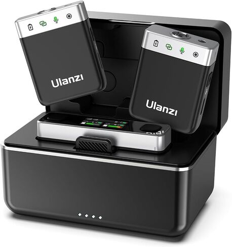 ميكروفون ULANZI UW-MIC اللاسلكي Lavalier 2.4 جيجا هرتز لجهاز iPhone iPad، ميكروفون تشغيل 2 في 1 مع علبة شحن للهاتف وتسجيل الفيديو ومقابلة مستخدمي YouTube ومدوني الفيديو، نطاق نقل 328 قدمًا in Saudi Arabia