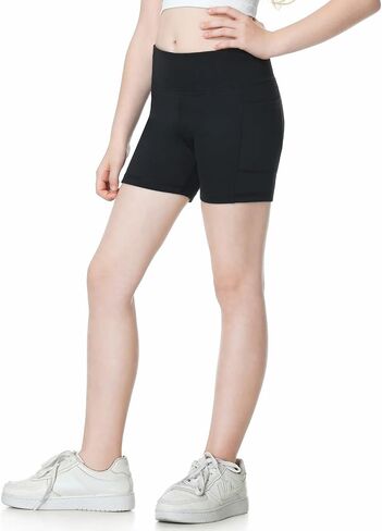 B&GCozy 3 Pack Girls Volleyball Shorts with Pockets Athletic Gymnastics Cheer Shorts Kids Yoga Dance Compression Shorts in Saudi Arabia