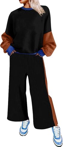 SHEWIN Women's 2 Piece Lounge Sets For Women Casual Long Sleeve Tops and Wide Leg Pants Matching Set in Saudi Arabia