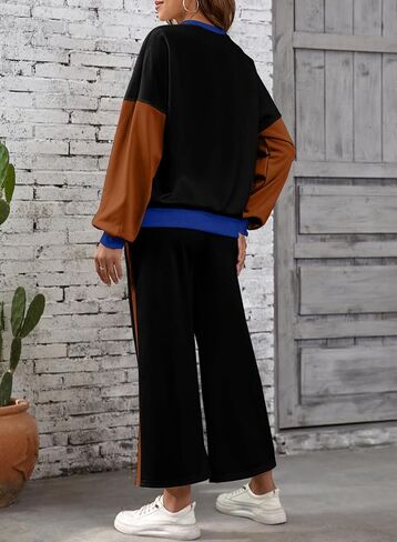 SHEWIN Women's 2 Piece Lounge Sets For Women Casual Long Sleeve Tops and Wide Leg Pants Matching Set in Saudi Arabia