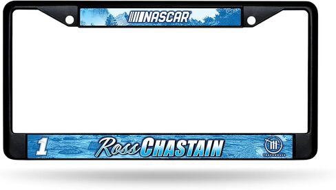 Ross Chastain No. 1 Officially Licensed Trackhouse NASCAR License Plate Frame – Black Chrome Metal with Blue & White Team Logo – Car, Truck, RV Motorsports Accessory for Racing Fans by Rico Industries in Saudi Arabia
