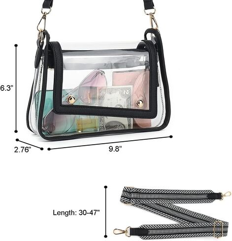 LOXOMU Clear Purses for Women Stadium - Waterproof Clear Crossbody Bag Stadium Approved Clear Purse for Travel, Concerts in Saudi Arabia