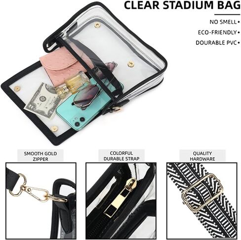 LOXOMU Clear Purses for Women Stadium - Waterproof Clear Crossbody Bag Stadium Approved Clear Purse for Travel, Concerts in Saudi Arabia
