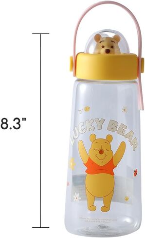مينيسو ديزني ويني ذا بوه زجاجة مياه بلاستيكية باردة مع مقبض 600 مل قارورة مانعة للتسرب قابلة لإعادة الاستخدام للبنين والبنات in Kuwait