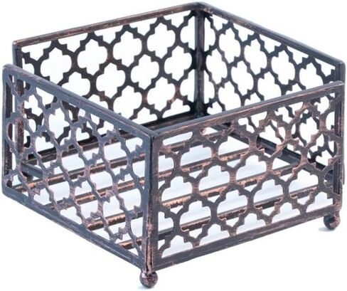 بوسطن انترناشونال تحتفل بحامل مناديل الكوكتيل Tangier Trellis The Home، مقاس 5.25 × 5.25 بوصة، نحاسي عتيق in Saudi Arabia