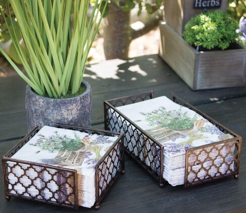 بوسطن انترناشونال تحتفل بحامل مناديل الكوكتيل Tangier Trellis The Home، مقاس 5.25 × 5.25 بوصة، نحاسي عتيق in Saudi Arabia