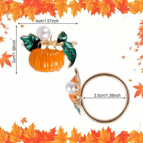 Emivery Fall Napkin Rings Set of 6, Pumpkin Napkin Rings Metal Autumn Pumpkin Napkin Buckle with Pearls Dinning Table Decor for Fall Party Family Gathering Thanksgiving Halloween in Saudi Arabia