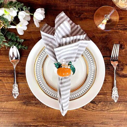 Emivery Fall Napkin Rings Set of 6, Pumpkin Napkin Rings Metal Autumn Pumpkin Napkin Buckle with Pearls Dinning Table Decor for Fall Party Family Gathering Thanksgiving Halloween in Saudi Arabia