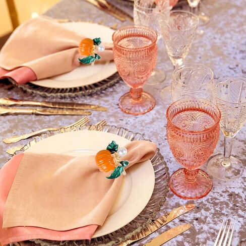 Emivery Fall Napkin Rings Set of 6, Pumpkin Napkin Rings Metal Autumn Pumpkin Napkin Buckle with Pearls Dinning Table Decor for Fall Party Family Gathering Thanksgiving Halloween in Saudi Arabia