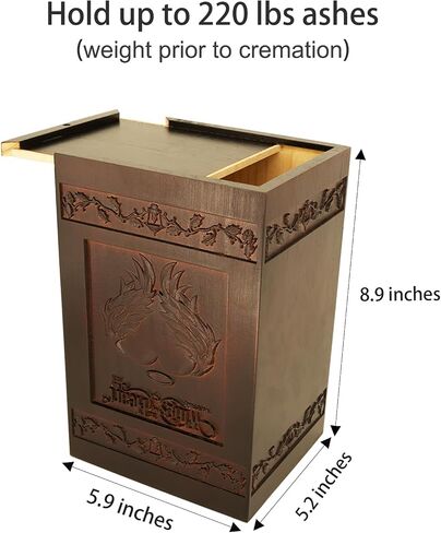 Large Wooden Urn for Adult Male Female Ashes, Decorative Cremation Urn for Human Ashes, Funeral Memorial Wooden Box Urn for Women Men with Relief Sculpture with Velvet Bag(Heart-Wings) in Saudi Arabia