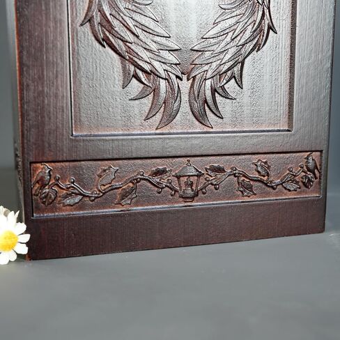 Large Wooden Urn for Adult Male Female Ashes, Decorative Cremation Urn for Human Ashes, Funeral Memorial Wooden Box Urn for Women Men with Relief Sculpture with Velvet Bag(Heart-Wings) in Saudi Arabia