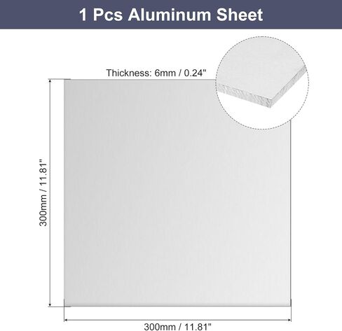 uxcell Aluminum Sheet, 1 Pcs 300mm x 300mm x 6mm (0.24 Inch) Thickness Square 6061 Aluminum Plate for Industrial, Silver Tone in Saudi Arabia