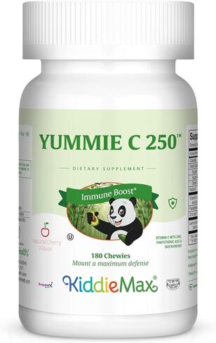Maxi-Health Chewable Vitamin C - Zinc lozenges - Immune Booster - Cherry Flavor - 180 Chewies - Kosher in Saudi Arabia
