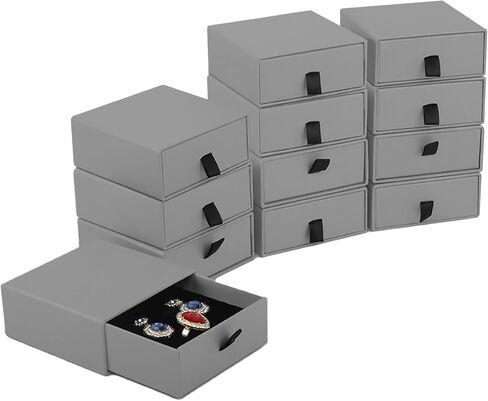 Nsmykhg Jewelry Gift Box Velvet-Lined,12 Pack Compact Drawer Style for Earrings & Rings, Necklace & Bracelet Organizer, 3.93x3.93x1.65 Inches, Stackable Elegant Jewelry Display & Storage Box (Orange) in Kuwait