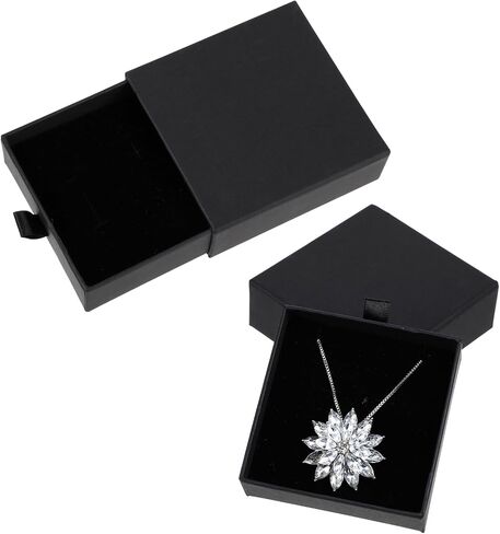 Lusofie 2 PCS Jewelry Gift Boxes 3.5×3.5×1.2inch Jewelry Organizer Box Drawer Type Small Jewelry Gift Box Black Jewelry Box for Wmen for Bracelets Earrings Necklaces in Saudi Arabia