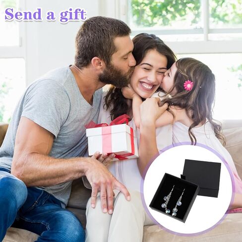 Lusofie 2 PCS Jewelry Gift Boxes 3.5×3.5×1.2inch Jewelry Organizer Box Drawer Type Small Jewelry Gift Box Black Jewelry Box for Wmen for Bracelets Earrings Necklaces in Saudi Arabia