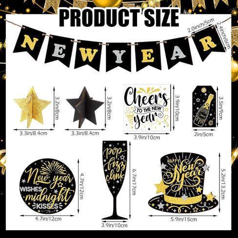 Umigy 14 Pcs Happy New Year Christmas Tiered Tray Decor Set Winter Table Decorations Star Formal Hat Wooden Signs New Year Rustic Decor Xmas Table Centerpieces for Home Kitchen Holiday in Saudi Arabia