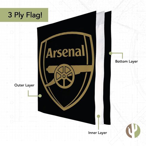 شعار Desert Cactus Arsenal FC ذو وجهين 3 طبقات لكرة القدم، لافتات علم المدفعية 100% بوليستر أعلام داخلية وخارجية (علم المنزل B) in Saudi Arabia