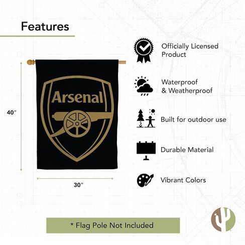 شعار Desert Cactus Arsenal FC ذو وجهين 3 طبقات لكرة القدم، لافتات علم المدفعية 100% بوليستر أعلام داخلية وخارجية (علم المنزل B) in Saudi Arabia
