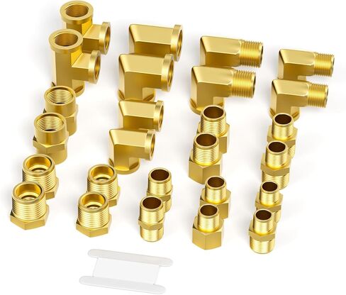 GASHER 12PCS Brass Hex Bushing Fitting Kit Hex Bushing 1/4" - 1/8", 3/8" - 1/8", 3/8" - 1/4", 1/2" - 1/4", 1/2" - 3/8", 3/4" - 1/2" in Kuwait