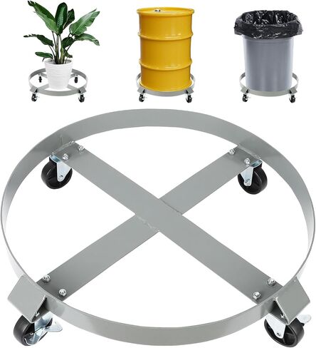 55 Gallon Drum Dolly - 4 Wheels, 1000lbs Load Capacity, 67cm Outer Ring, 3" Universal Casters, 2 Braked Rollers in Saudi Arabia