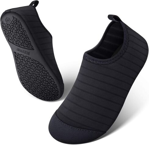 أحذية مائية للأطفال من SEEKWAY للأطفال الصغار والأولاد والبنات، جوارب مائية سريعة الجفاف ومضادة للانزلاق للرياضات الخارجية وحمام السباحة والشاطئ والمشي باللون الأسود in Kuwait