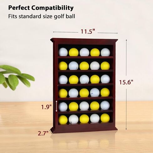 Golf Ball Display Case - No Door Golf Ball Holder for 30 Golf Balls, Solid Wood Golf Ball Rack Wall Mount for Golf Enthusiasts in Saudi Arabia
