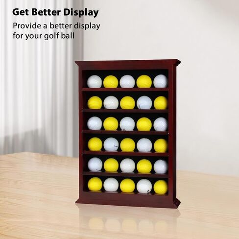 Golf Ball Display Case - No Door Golf Ball Holder for 30 Golf Balls, Solid Wood Golf Ball Rack Wall Mount for Golf Enthusiasts in Saudi Arabia