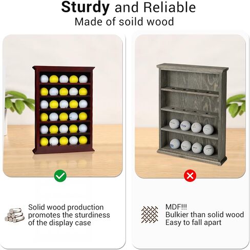 Golf Ball Display Case - No Door Golf Ball Holder for 30 Golf Balls, Solid Wood Golf Ball Rack Wall Mount for Golf Enthusiasts in Saudi Arabia