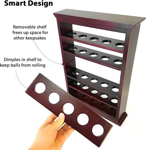 Golf Ball Display Case - No Door Golf Ball Holder for 30 Golf Balls, Solid Wood Golf Ball Rack Wall Mount for Golf Enthusiasts in Saudi Arabia