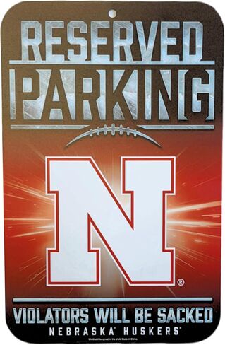 لافتة وقوف السيارات المحجوزة Wincraft NCAA Nebraska Cornhuskers، 11 بوصة × 17 بوصة in Saudi Arabia