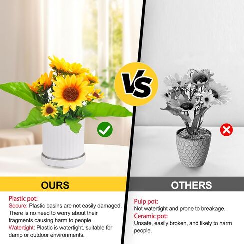 Sunflowers Artificial Flowers,Artificial Sunflowers in Pot,Fake Flowers for Home Décor Indoor or Outdoor(8.66" Tall) in Saudi Arabia
