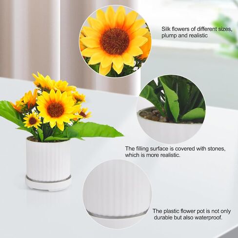Sunflowers Artificial Flowers,Artificial Sunflowers in Pot,Fake Flowers for Home Décor Indoor or Outdoor(8.66" Tall) in Saudi Arabia
