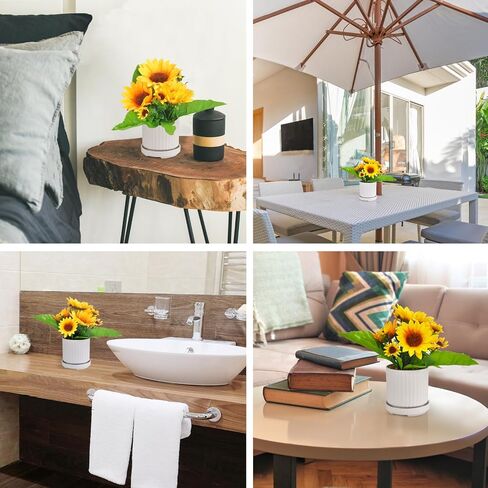 Sunflowers Artificial Flowers,Artificial Sunflowers in Pot,Fake Flowers for Home Décor Indoor or Outdoor(8.66" Tall) in Saudi Arabia