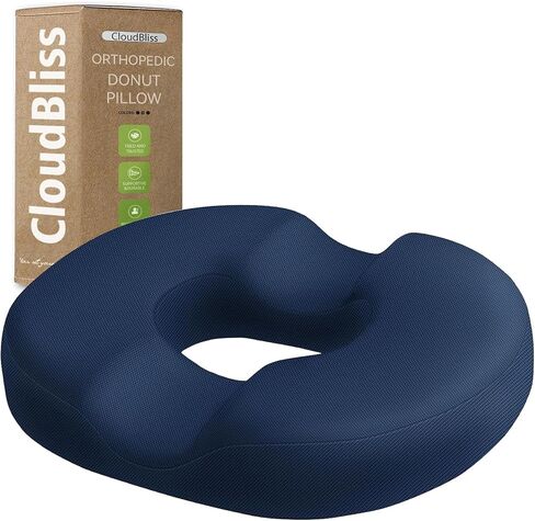 CloudBliss Donut Pillow Stadium Seat Cushion for Tailbone Pain Relief and Hemorrhoids, Memory Foam Seat Chair Cushion, Portable Seat Cushions for Bleachers, Car, Home & Office in Saudi Arabia