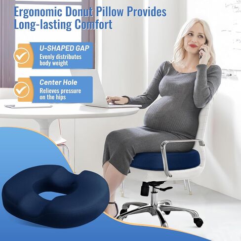 CloudBliss Donut Pillow Stadium Seat Cushion for Tailbone Pain Relief and Hemorrhoids, Memory Foam Seat Chair Cushion, Portable Seat Cushions for Bleachers, Car, Home & Office in Saudi Arabia
