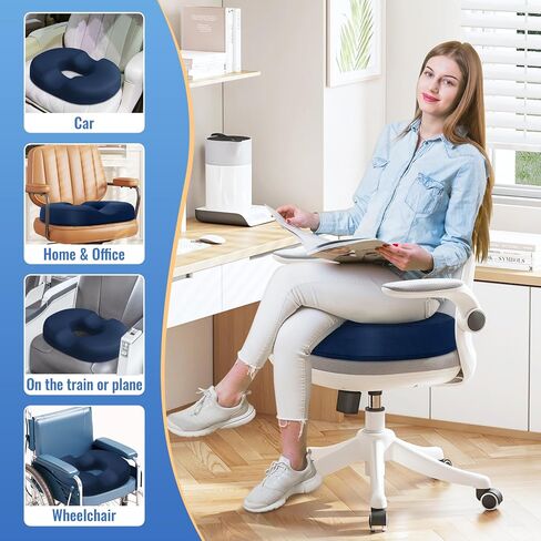 CloudBliss Donut Pillow Stadium Seat Cushion for Tailbone Pain Relief and Hemorrhoids, Memory Foam Seat Chair Cushion, Portable Seat Cushions for Bleachers, Car, Home & Office in Saudi Arabia