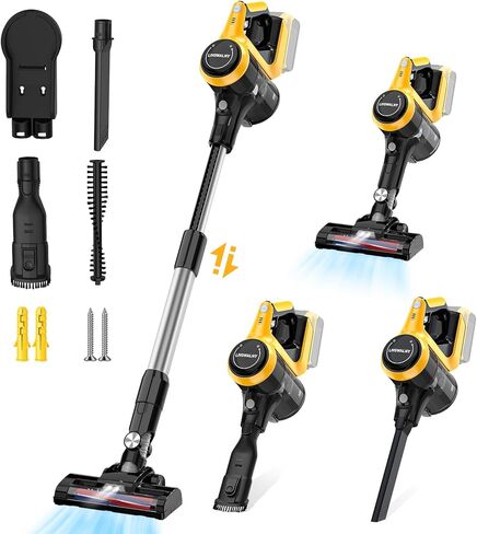 مكنسة كهربائية لاسلكية لبطارية DeWALT 20 فولت/18 فولت، مكنسة كهربائية خفيفة الوزن 6 في 1 مع شفط بوضعين، محرك بدون فرش بقوة 250 وات 20 كيلو باسكال، مكنسة كهربائية محمولة لاسلكية للحيوانات الأليفة ذات الأرضية الصلبة in Kuwait