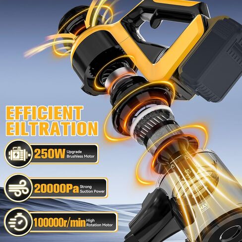 مكنسة كهربائية لاسلكية لبطارية DeWALT 20 فولت/18 فولت، مكنسة كهربائية خفيفة الوزن 6 في 1 مع شفط بوضعين، محرك بدون فرش بقوة 250 وات 20 كيلو باسكال، مكنسة كهربائية محمولة لاسلكية للحيوانات الأليفة ذات الأرضية الصلبة in Kuwait