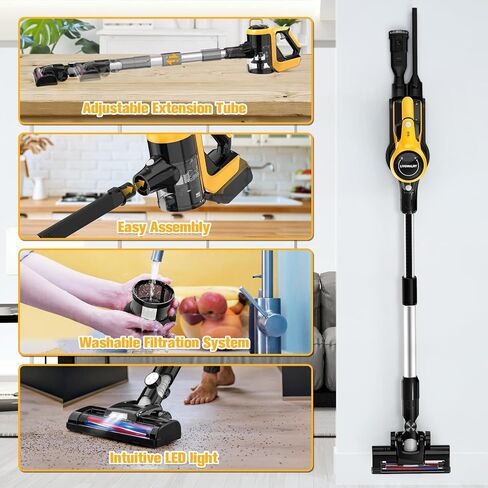 مكنسة كهربائية لاسلكية لبطارية DeWALT 20 فولت/18 فولت، مكنسة كهربائية خفيفة الوزن 6 في 1 مع شفط بوضعين، محرك بدون فرش بقوة 250 وات 20 كيلو باسكال، مكنسة كهربائية محمولة لاسلكية للحيوانات الأليفة ذات الأرضية الصلبة in Kuwait